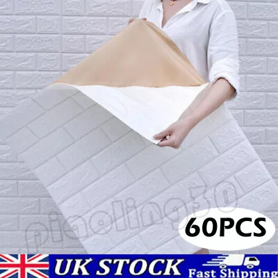 £8.65 • Buy 60X Large 3D Tile Brick Wall Sticker Soft Self-adhesive Waterproof Foam Panel ◇
