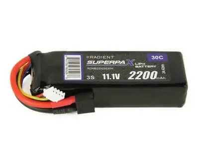 Radient 3S 30C 11.1V 2200mAh LiPo Battery Pack With Hct Deans Connector • £18.95