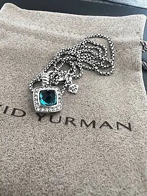 $129 • Buy David Yurman Sterling Silver 7mm Albion Pendant W/Blue Topaz & Diamonds  18 Inch