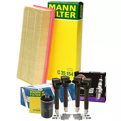 Mann Filters Bosch 4 Coils NGK 4 Ruthenium HX Spark Plug Tune Up Kit For Audi VW • $192.95