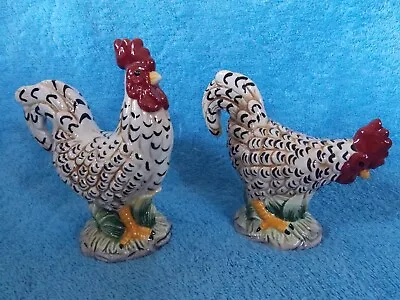 J Willfred Ceramic Black & Cream Rooster & Chicken S & P Salt & Pepper Shaker • $21.99