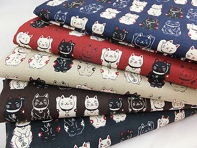£5.50 • Buy Japanese 100% Cotton Dobby Fabric Lucky Cats