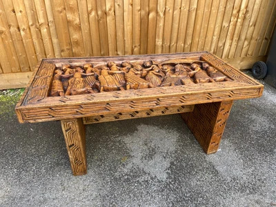 £120 • Buy Antique Wooden African Carved Table 4 Foot Long