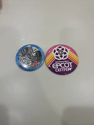 Vintage Walt Disney World Epcot Center Purple Pink & Busch Gardens Button Pin • $8.12