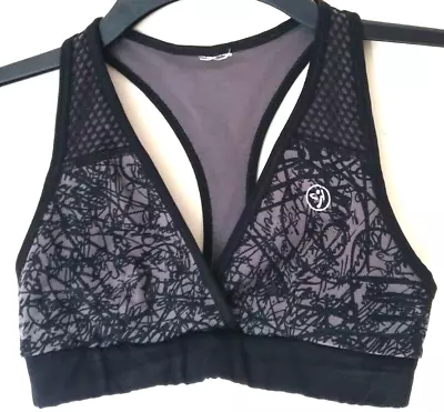 Zumba Racerback V Bra Top - Small - Grey And Black • £7.99