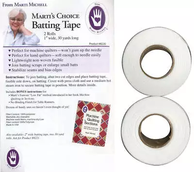 Marti's Choice Fusible Batting Tape 2 Rolls Of 1-Inch X 30-Yards Long From Marti • $9.98