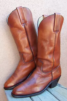 FRYE Mens Cowboy Western Ranch Boots Whisky Brown Leather Round Toe Sz Size 8.5D • $79.99