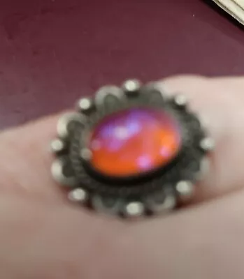 Cherry Red Mexican Fire Opal Sterling Silver Ring   Vintage • $25
