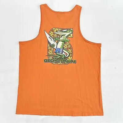 Vintage 90’s Gecko Hawaii Tank Top T Shirt Orange Surf Skate Size Men’s Large • $6.99