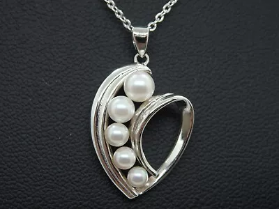 MIKIMOTO Necklace Akoya 5pearls Sterling Silver With Paper Box  From Japan • $155