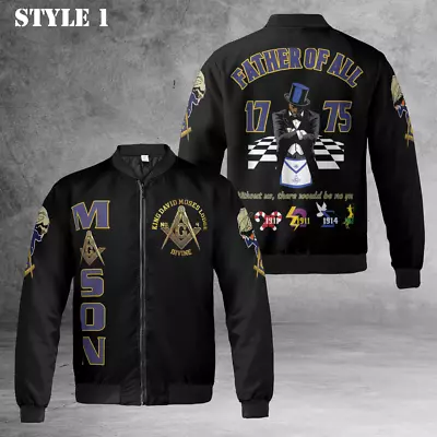 Custom Mason Brotherhood Of The World Father Of All 1775 3D Bomber Jacket S-5XL • $44.59