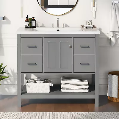 36  Bathroom Vanity With Single Resin Sink Bathroom Cabinet With Drawers • $169.99