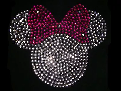 Minnie Mouse Crystal Rhinestone Iron On Transfer Motif Pink Hot Fix • £5.99