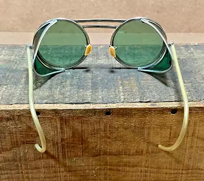 Vintage Willson Safety Glasses Steampunk With Side Shields Metal Frames • $74.99