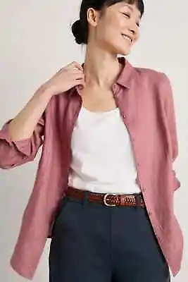 Seasalt Women's Shirt - Pink Long Path Linen Shirt - Regular - Wild Rose • £34.60