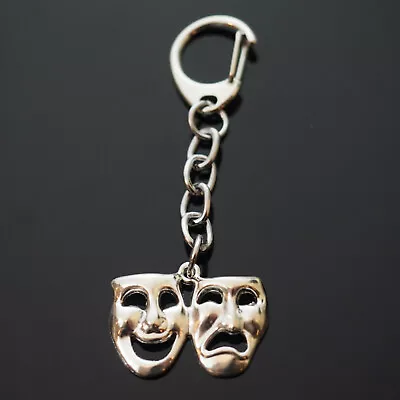 Happy & Sad  Comedy & Tragedy  Theater MASK Keychain Mardi Gras Clip On Charm • $6.99