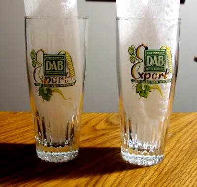 Dab Export Beer  Germany  Lot Of 2  Vintage Beer Glasses   1960's  Original Logo • $7.50