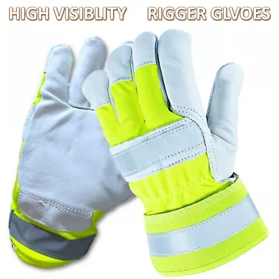 Leather High Quality Heavy Duty Rigger Gloves Cut Proof Builder Gardening Work • £31.99