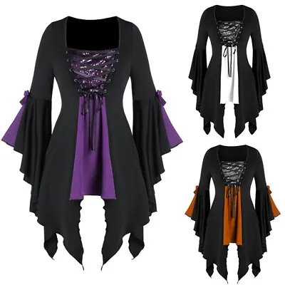 Witch Costume Fancy Dress Halloween Renaissance Medieval Gothic Dress Women • $32.23