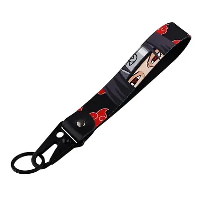 Naruto Anime Itachi Akatsuki Red Cloud Lanyard Wrist Strap Hook Key Tag Keychain • $6.99