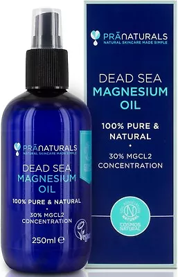 PraNaturals Dead Sea Magnesium Oil 250ml 100% Pure Natural Soothes Muscle Cramps • £13.65