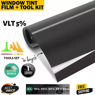 Window Tint Film 5% VLT 76cm X 7m Black Roll Car House Home Tinting Tool Kit AUS • $31.95