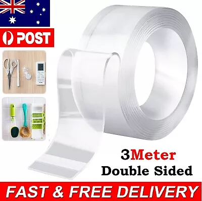 Reusable Double Sided Tape Strong Waterproof Clear Adhesive Heavy Duty Nano Tape • $11.99