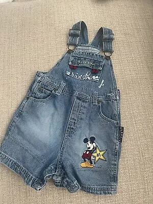 Vintage Mickey Mouse Denim Jean Overalls 24Months • $30
