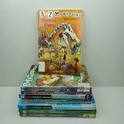 A To Z MYSTERIES By RON ROY ~ Set Of 10 PB & HC Books Lot Ex Library • $24.95