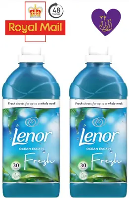 48HR TRACKED 2 X Lenor Fabric Conditioner Ocean Escape Fresh Scent Long Lasting • £11.99