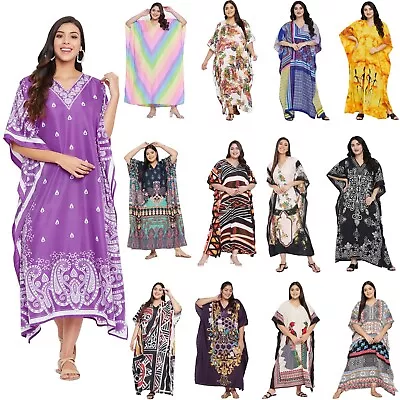 Women Kaftan Plus Size Tunic Long Maxi Dress Kimono Boho Beach Summer Sundress • $13.99