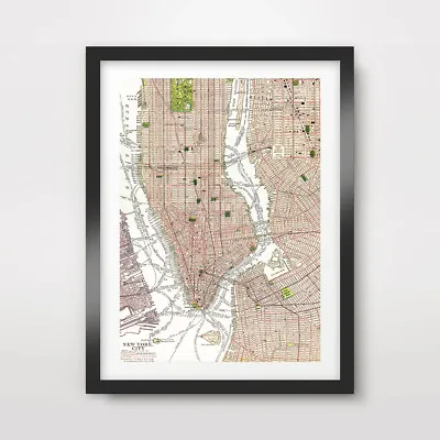 £22.99 • Buy MANHATTAN BROOKLYN MAP NEW YORK CITY ART PRINT POSTER Diagram Decor Wall Picture