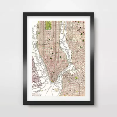 MANHATTAN BROOKLYN MAP NEW YORK CITY ART PRINT POSTER Diagram Decor Wall Picture • £24.99