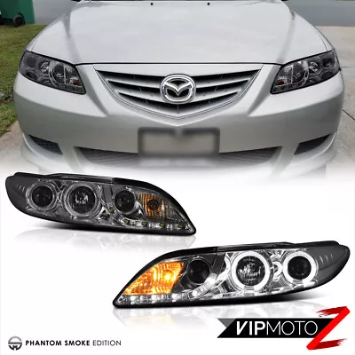 New Halo Angel Eye Smoke Projector Headlight LED DRL Lamp L+R 2003-2005 MAZDA 6 • $246.95