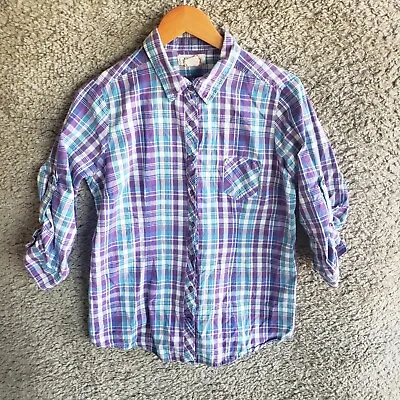 OP Ocean Pacific Purple Plaid Shirt Size XL • £6.27