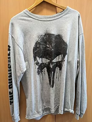 Mens Grey The Punisher Long Sleeve T-shirt - Size L • £0.99