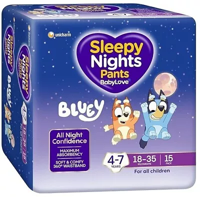 BabyLove SleepyNights Pants 4-7 Years (18-35kg) | 60 Pieces (4 X 15 Pack) • $69.65