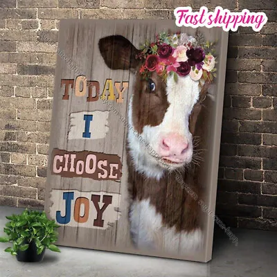Cow Today I Choose Joy Poster  Wall Art Vertical • $14.52