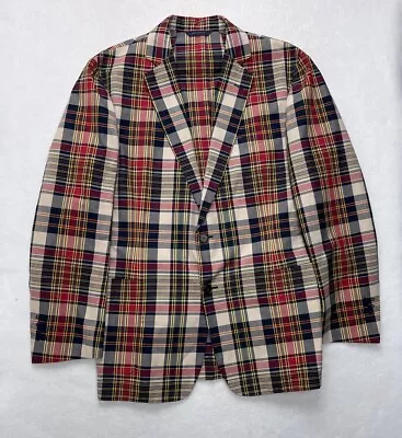 Brooks Brothers Men's Madras Blazer Red-Multi 42R Regent Fit Summer Sport Coat • $89.99