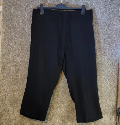 Indigo Roc Ladies 3 QTR Black Ribbed Holiday Linen Trousers  Various Sizes. Bnwt • £9