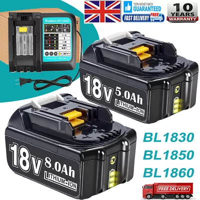 6.0Ah For Makita 18V Battery LXT Li-ion BL1850 BL1860 BL1830 BL1815 LED /Charger • £22.99