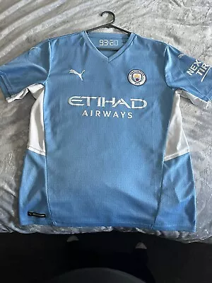 Puma Man City Home Jersey  T-shirt 2021/22 Short Sleeve Blue Size L 7 Jack • £8.81