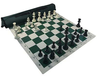 GREEN QUIVER COMBO : Chess Board Bag & 3 3/4  King Chess Pieces - FREE SHIP • $22.50