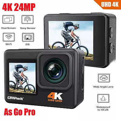 Campark 4K Ultra HD 24MP Action Camera Dual Screen WiFi Sports Cam Waterproof • $105.90