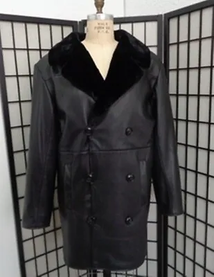 Brand New Black Leather & Sheared Beaver Fur Lined Coat Jacket Men Man Size All • $1944.53
