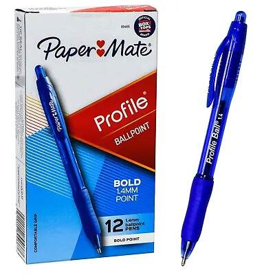 $13.99 • Buy PaperMate Profile Ball 1.4 89466 Blue Ink Retractable Ballpoint Pen, Box Of 12