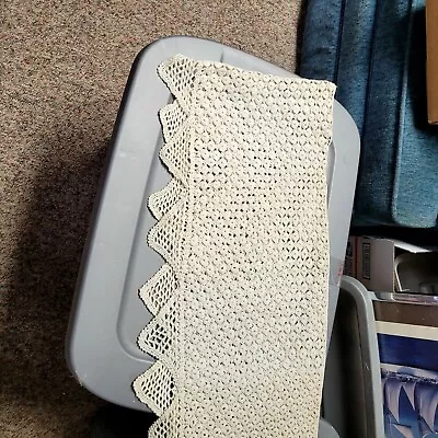 $94.50 • Buy Vintage Crochet Edging 14  X 8 Feet Long Outstanding Bed Skirt, Bassinet Blanket