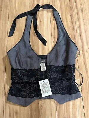 XS Vintage Lace Tie Guess Halter Corset Top • $120