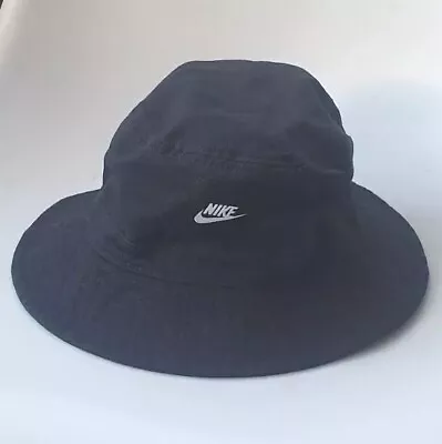 Nike Bucket Hat Black Sun Fishermans Size S/M Mens Unisex 100% Cotton Nike Logo • £9.99