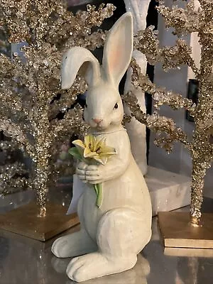 Martha Stewart Home EASTER CREAM Bunny Rabbit Holding A Flower 12  NWT • $29